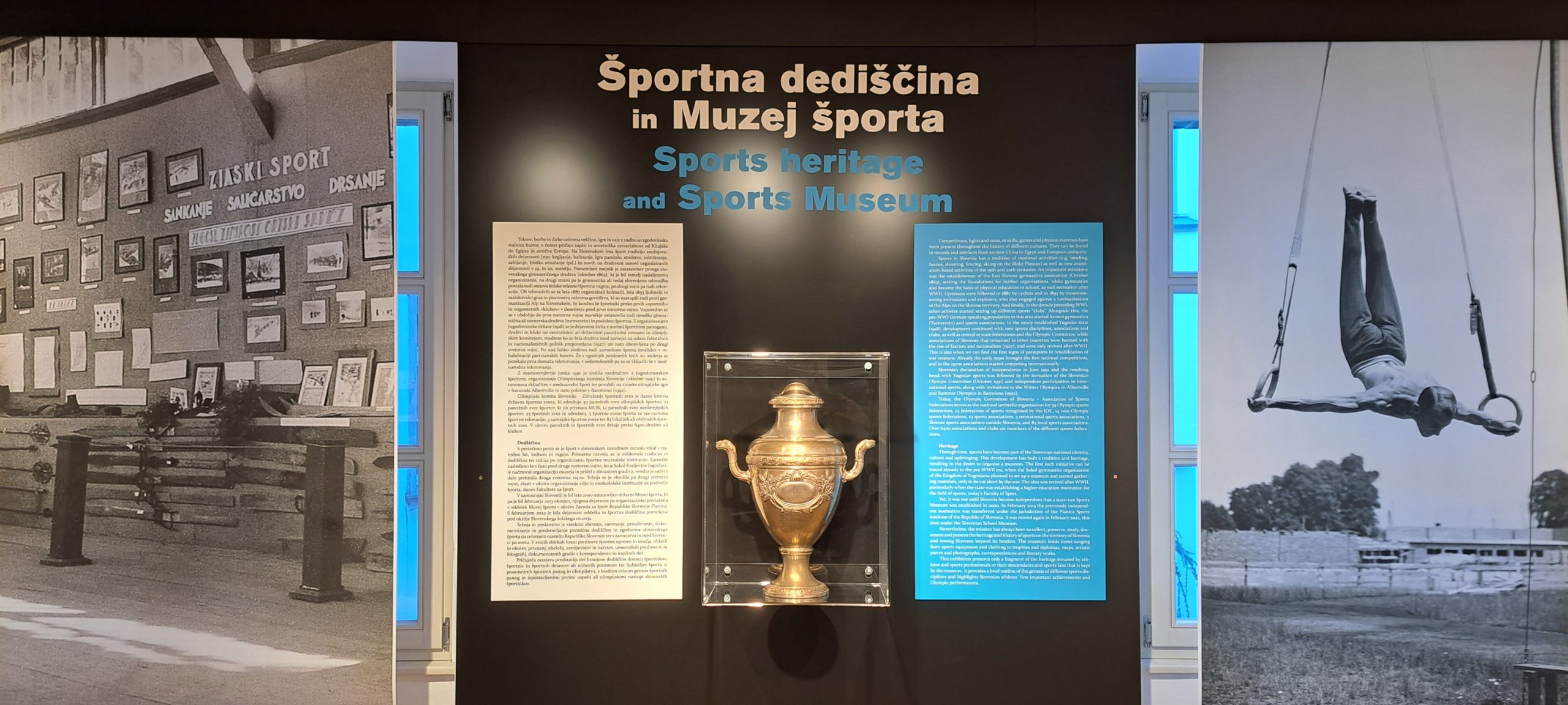 Pano iz razstave Zbiramo, raziskujemo, obujamo. Muzej športa.