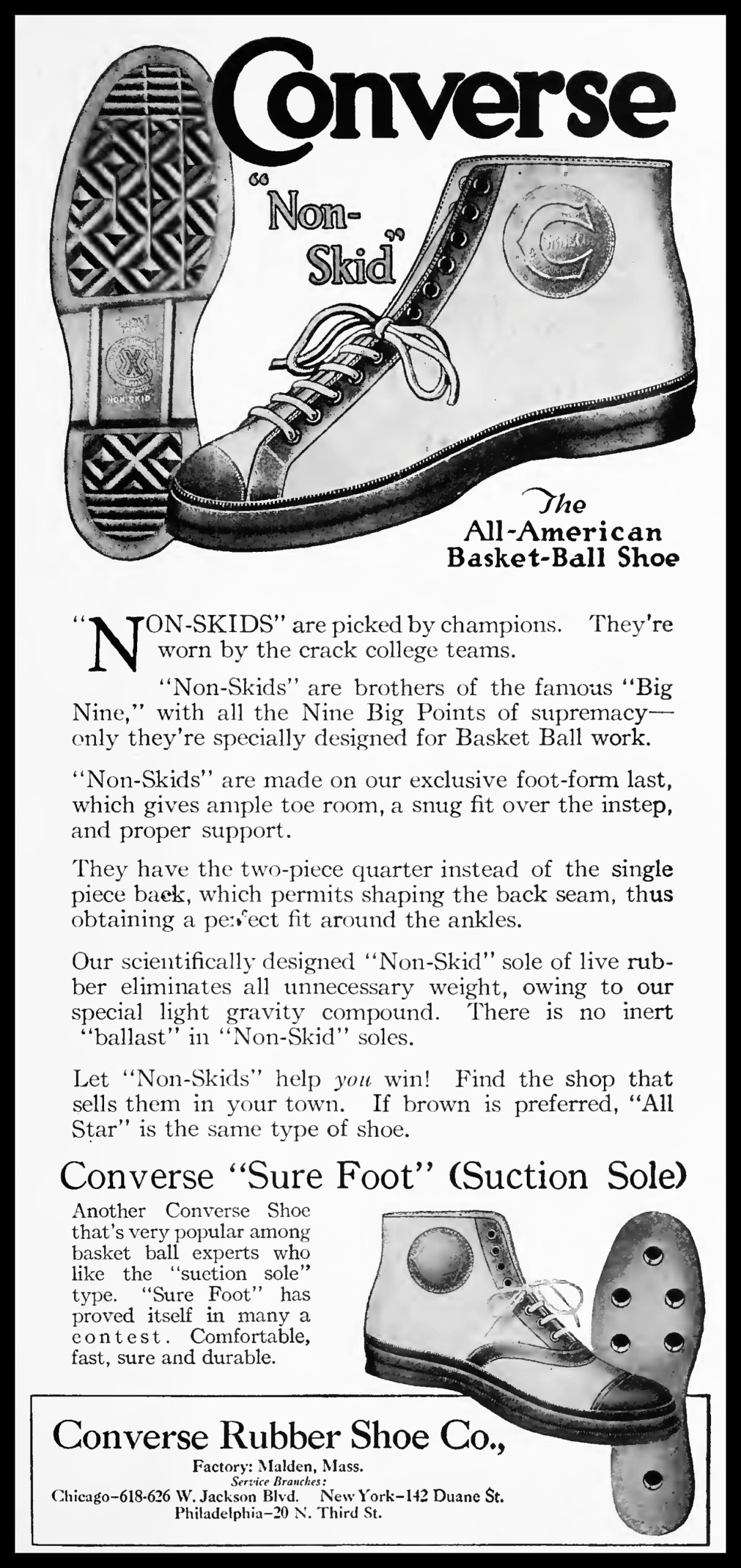 Reklama za Non-Skid model. Vir:American Legion Weekly magazine, vol. 2, no. 1 (Jan. 2, 1920), pg. 29.
