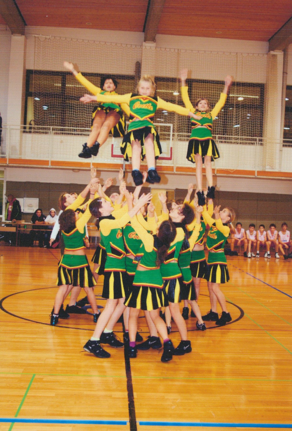 Navijaška skupina Cvetke na tekmi med OŠ Prežihov Voranc in OŠ Cvetka Golarja Škofja Loka, 2008. Foto: Miha Štalec