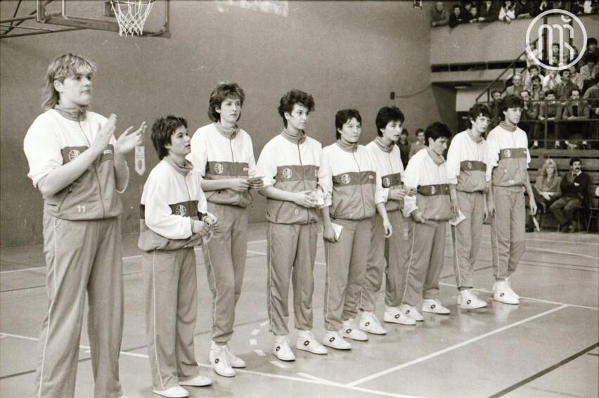 Pokal Jugoslavije, finalna tekma Iskra Delta Ježica – Partizan, 1986. Foto: Ljubo Stojanovič, hrani Muzej športa.