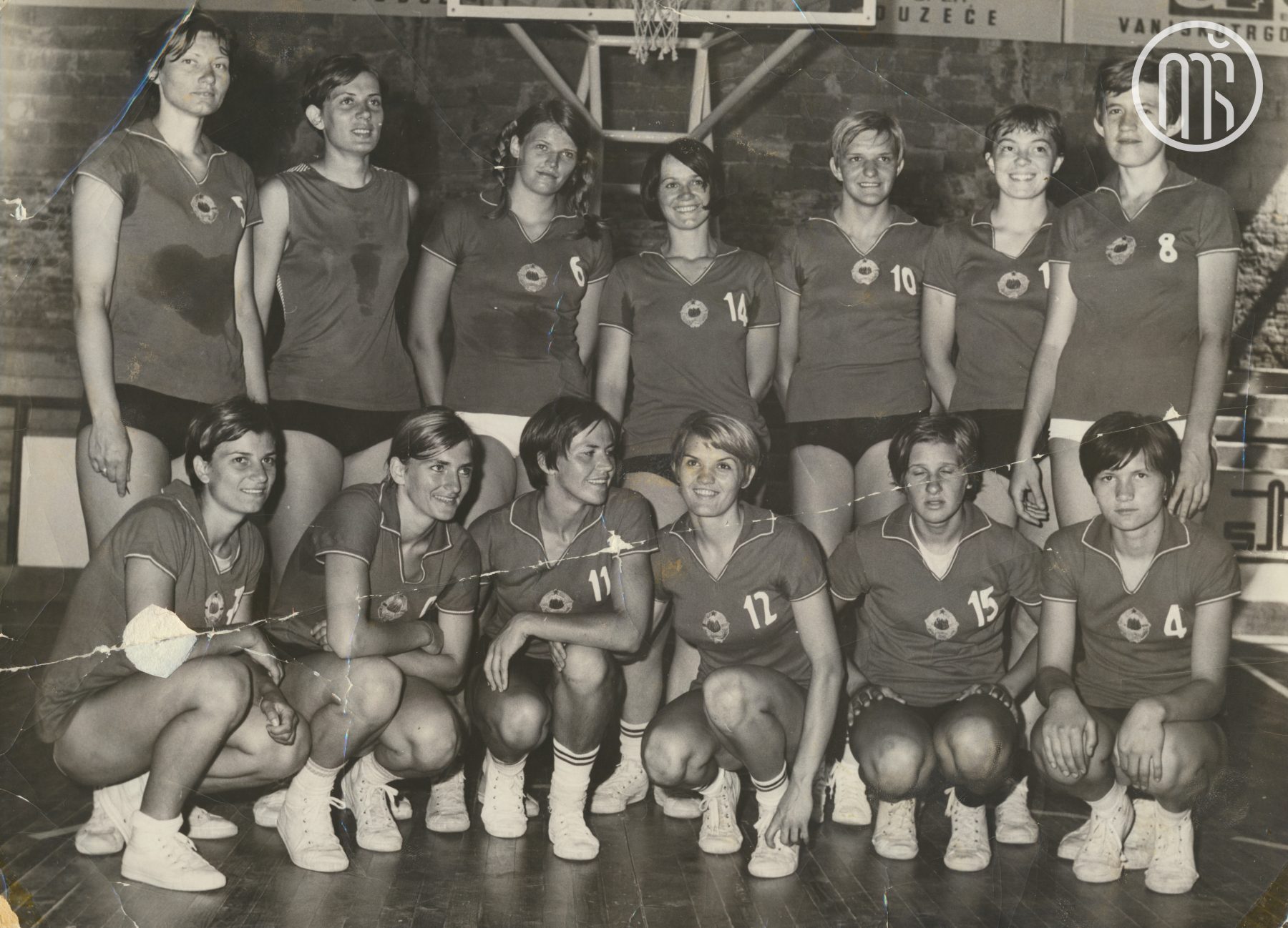 Jugoslovanska reprezentanca na 6. balkanskem prvenstvu v košarki, Split (Jugoslavija), junij 1968. Foto: Stjepan Šimić, hrani Muzej športa.